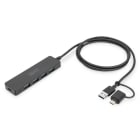 Assmann Electronic - Hub USB 3.0, 4 ports, Slim Line avec Adaptateur USB-C, 5 Gbit/s, câble 1,2 m