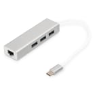 Assmann Electronic - Hub 3 ports USB 3.0 Type-C avec 3xUSB A/F,1xUSB A/M,1xRJ45 LAN, Win/Mac OS