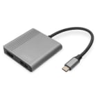 Assmann Electronic - Adaptateur USB-C - 2 x HDMI, 18 cm 4K - 30Hz, argent, boitier aluminium