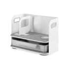 Assmann Electronic - Organiseur bureau + tiroir de rangement + chargeur QI. Blanc/gris