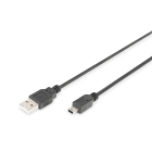 Assmann Electronic - Câble USB 2.0, type A-mini B (5pin) mâle/femelle, 1.8m, conforme USB 2.0, noir