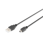 Assmann Electronic - Câble USB 2.0, type A ? Mini B (5 broches) M/M, 3m, conforme USB 2.0, noir