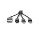 Assmann Electronic - Câble de charge USB USB A - Lightning+micro B+Type-C M/M/M/M 0,15m, noir