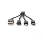 Assmann Electronic - Câble de charge USB USB A - Lightning+micro B+Type-C M/M/M/M 0,15m, noir