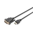 Assmann Electronic - HDMI adapter cable, type A-DVI(18+1) M-M, 2.0m, Full HD, bl