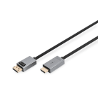 Assmann Electronic - Câble DP vers HDMI A avec LED 4K / 30 Hz, 1, m Gaine alu. plaqué or, 4K 30 Hz