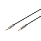 Assmann Electronic - Câble audio stéréo AUX 3,5 mm, 3m gaine aluminium, plaqué or, tresse en nylon
