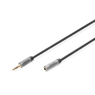 Assmann Electronic - Câble 1m audio stéréo AUX 3,5 mm, M/F gaine alum., plaqué or, tresse nylon