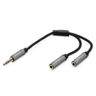 Assmann Electronic - Câble 0,2m en Y audio stéréo (AUX) 3,5 mm, M vers 2x F gaine alum.