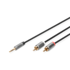 Assmann Electronic - Câble 1,8m Y stéréo vers 2 RCA 3,5 mm, M/M Gaine alu., plaqué or, tresse nylon