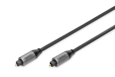 Assmann Electronic - Cable TOSLINK SPDIF 3m, M-M, Digital Audio, 3m Gaine en aluminium, plaque or
