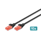 Assmann Electronic - CAT 6 Câble patch U-UTP, Cu, LSZH AWG 26/7, longueur 0.5 m, x 10, couleur noir