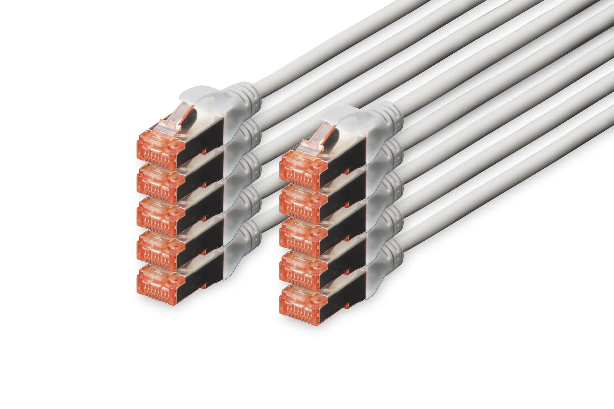 Assmann Electronic - Câble CAT6 S-FTP, Cu, LSZH AWG 27/7, 0,25 m, 10 pièces, gris