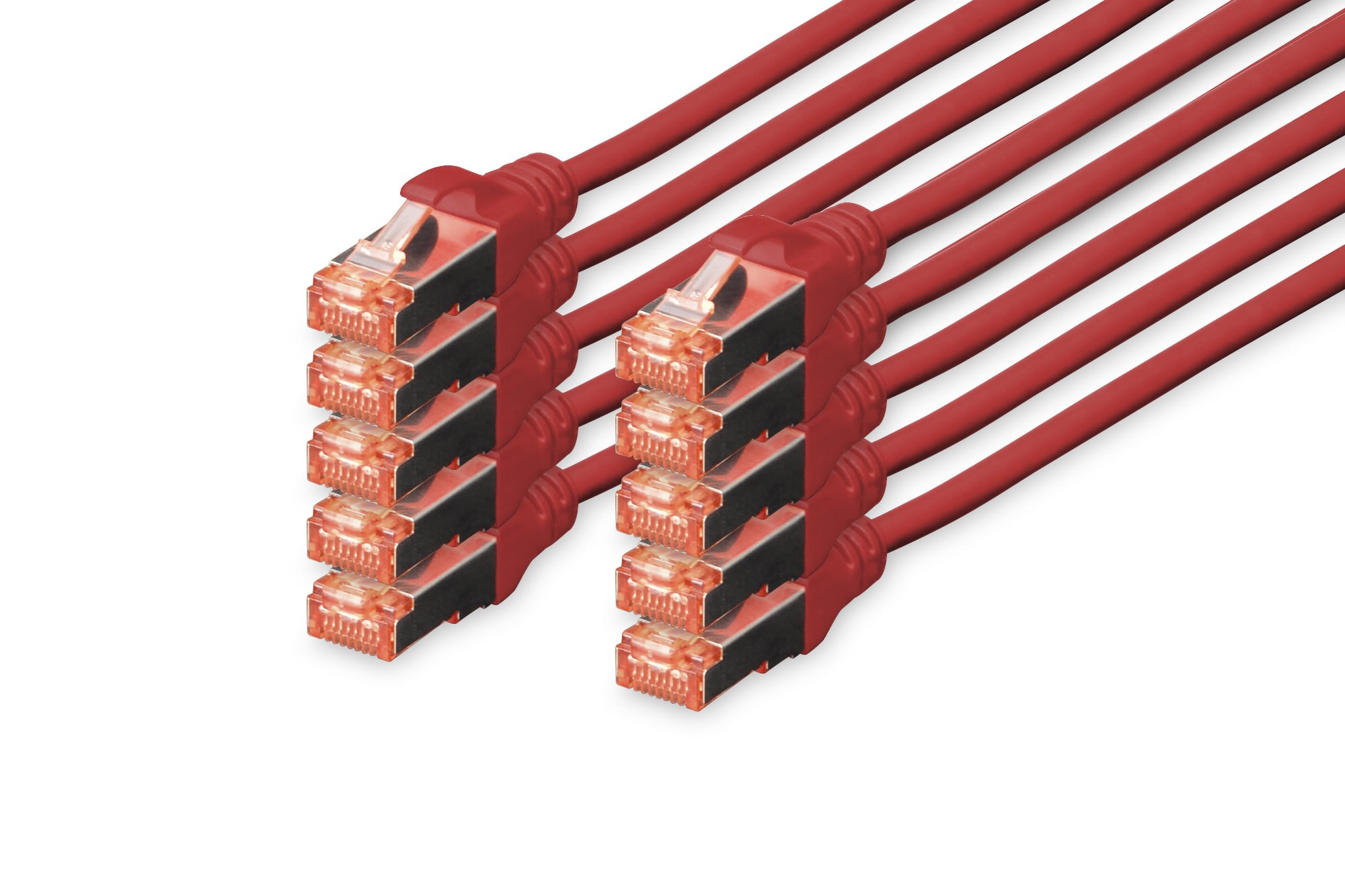 Assmann Electronic - Câble CAT6 S-FTP, Cu, LSZH AWG 27/7, longueur 1 m, 10 pièces, couleur rouge
