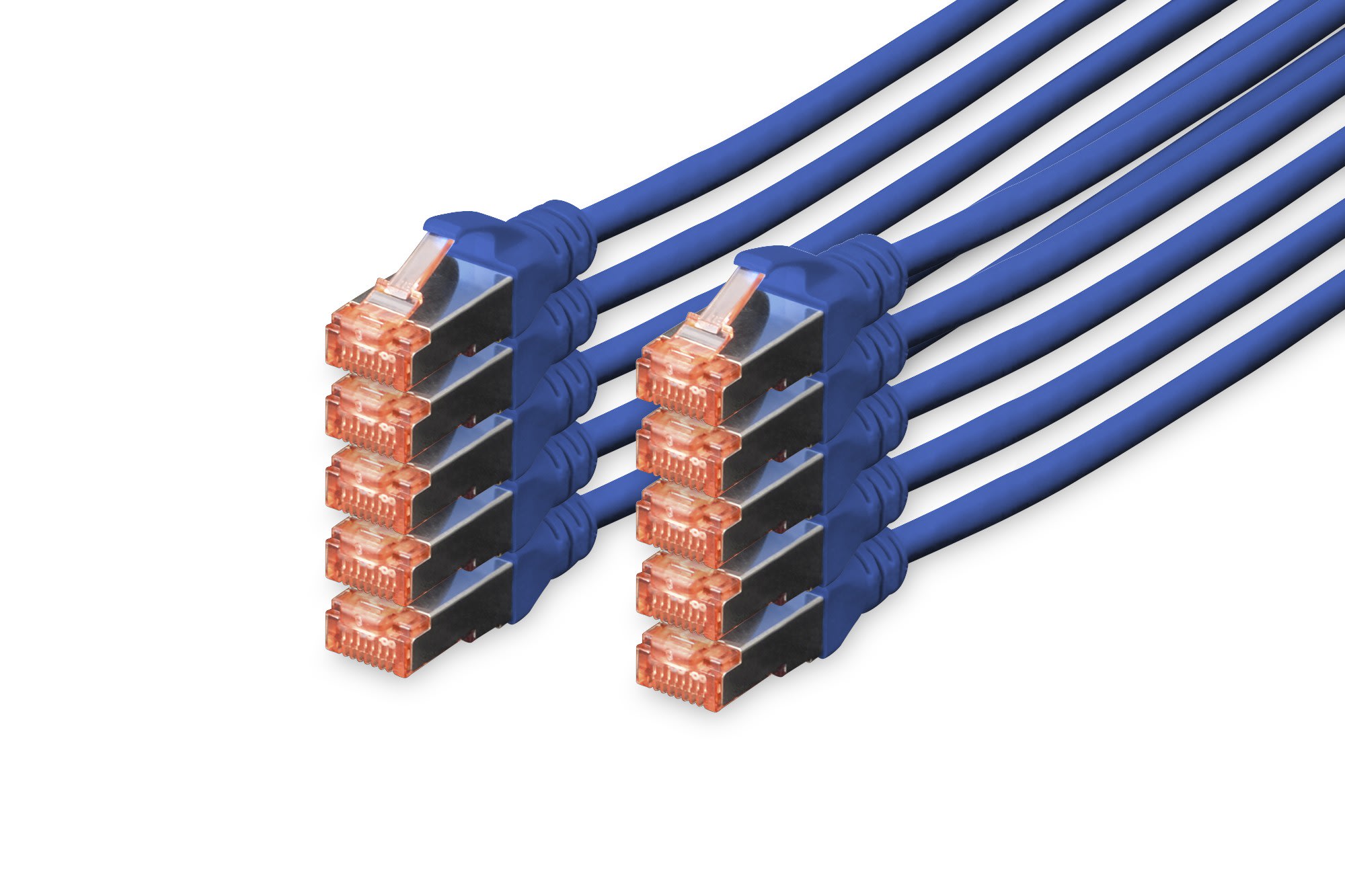Assmann Electronic - Câble CAT6 S-FTP, Cu, LSZH AWG 27/7, longueur 2 m, 10 pièces, couleur bleu