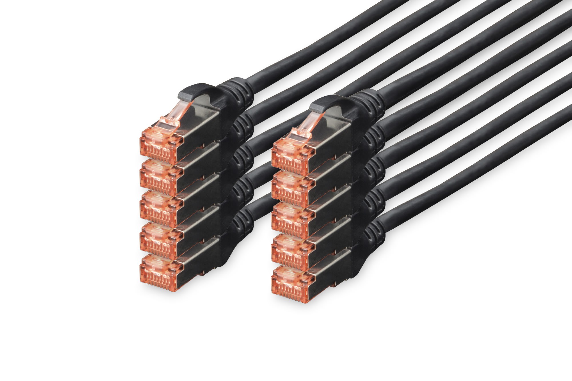 Assmann Electronic - Câble CAT6 S-FTP, Cu, LSZH AWG 27/7, longueur 2 m, 10 pièces, couleur noir