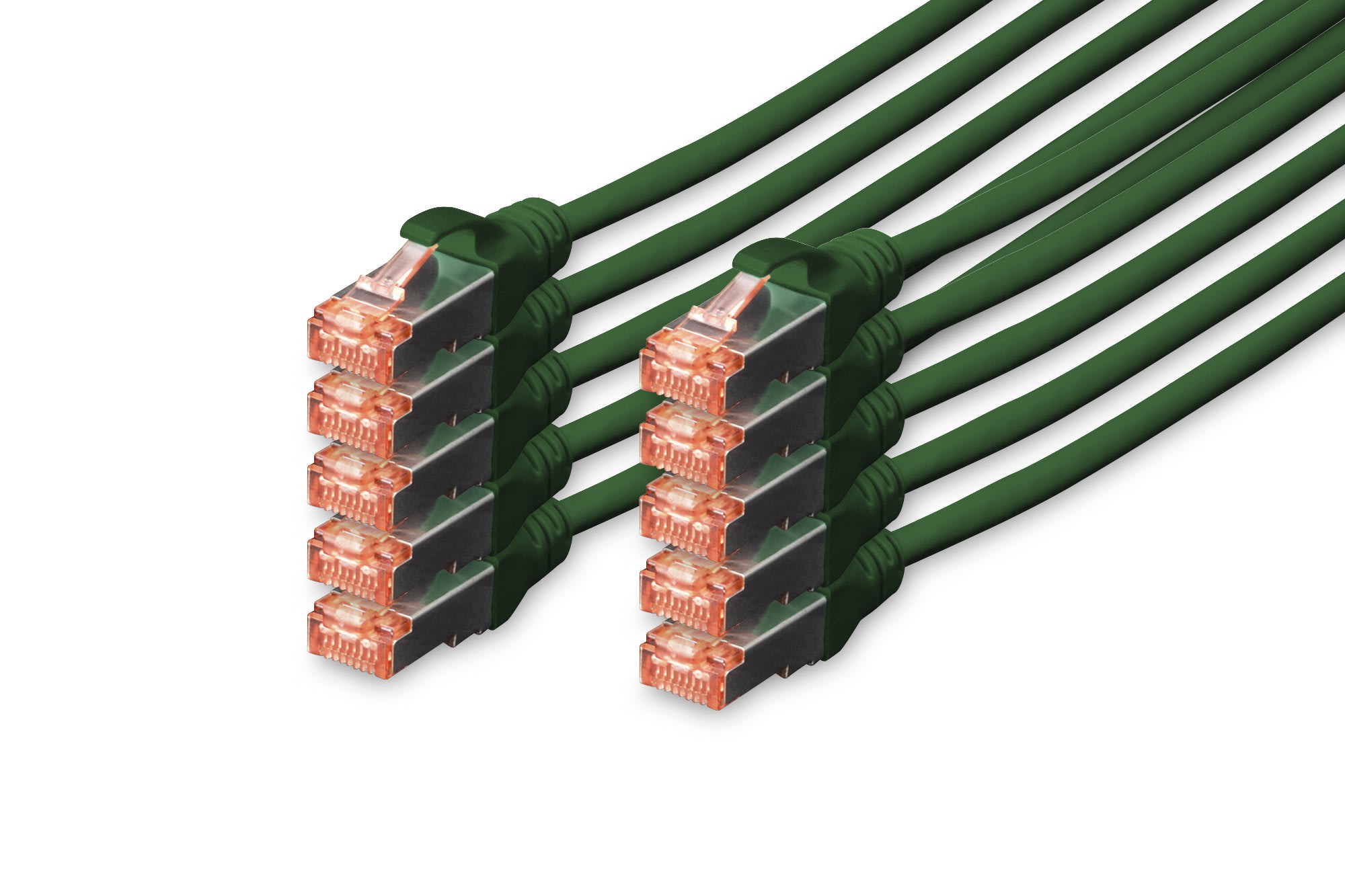 Assmann Electronic - Câble CAT6 S-FTP, Cu, LSZH AWG 27/7, longueur 2 m, 10 pièces, couleur vert