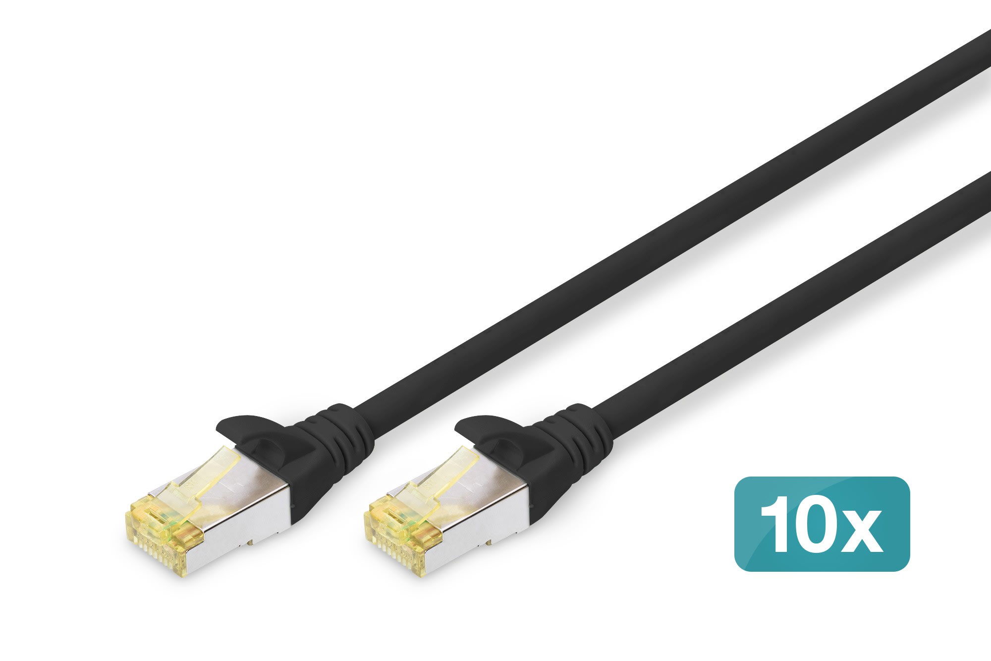 Assmann Electronic - Câble réseau CAT6A S-FTP,Cu, LSZH AWG 26/7, longueur 0.25 m, 10 pièces, noir