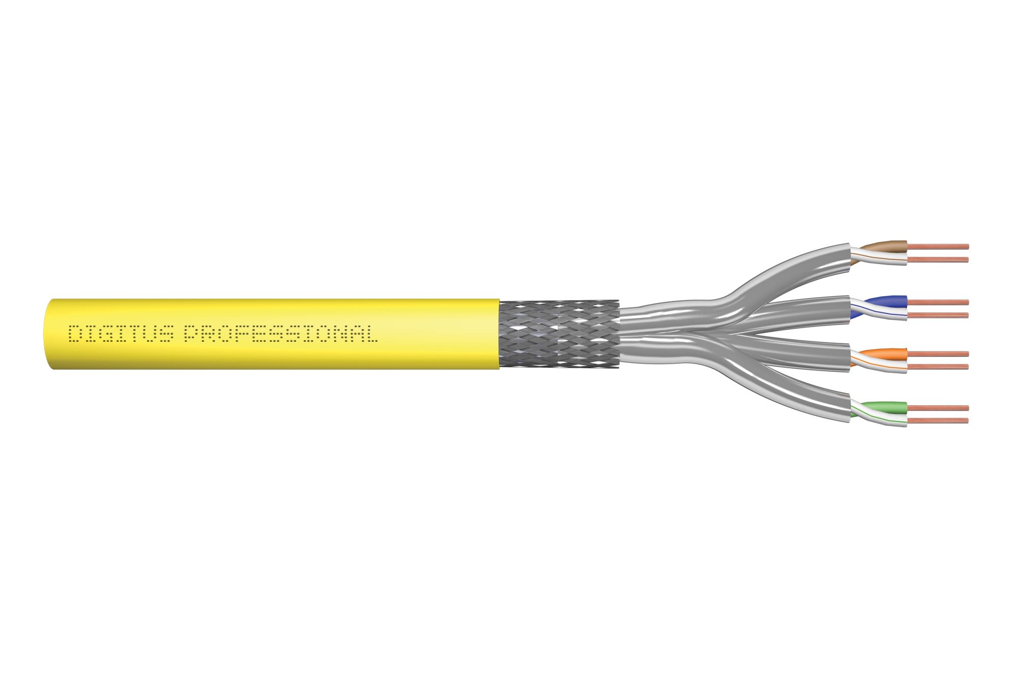 Assmann Electronic - CAT 7A S-FTP, 1500 MHz Dca, AWG 22/1, enrouleur 100m, SX, jaune