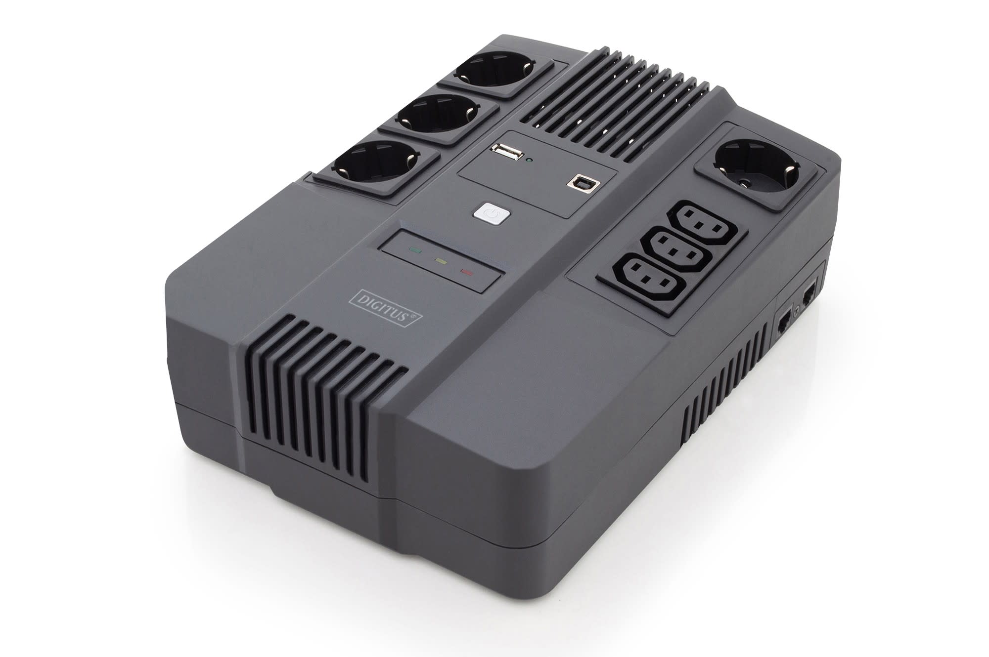 Assmann Electronic - Onduleur All-in-One 600VA/360W LED 12V/7Ah  4xCEE 7/7 3xIEC C13 USB RJ45