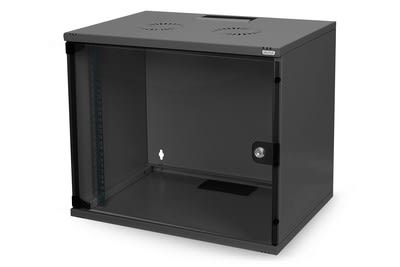 Assmann Electronic - Coffret mural 7U, SOHO, non monté 370x540x400 mm, porte vitrée, noir (RAL 9005)