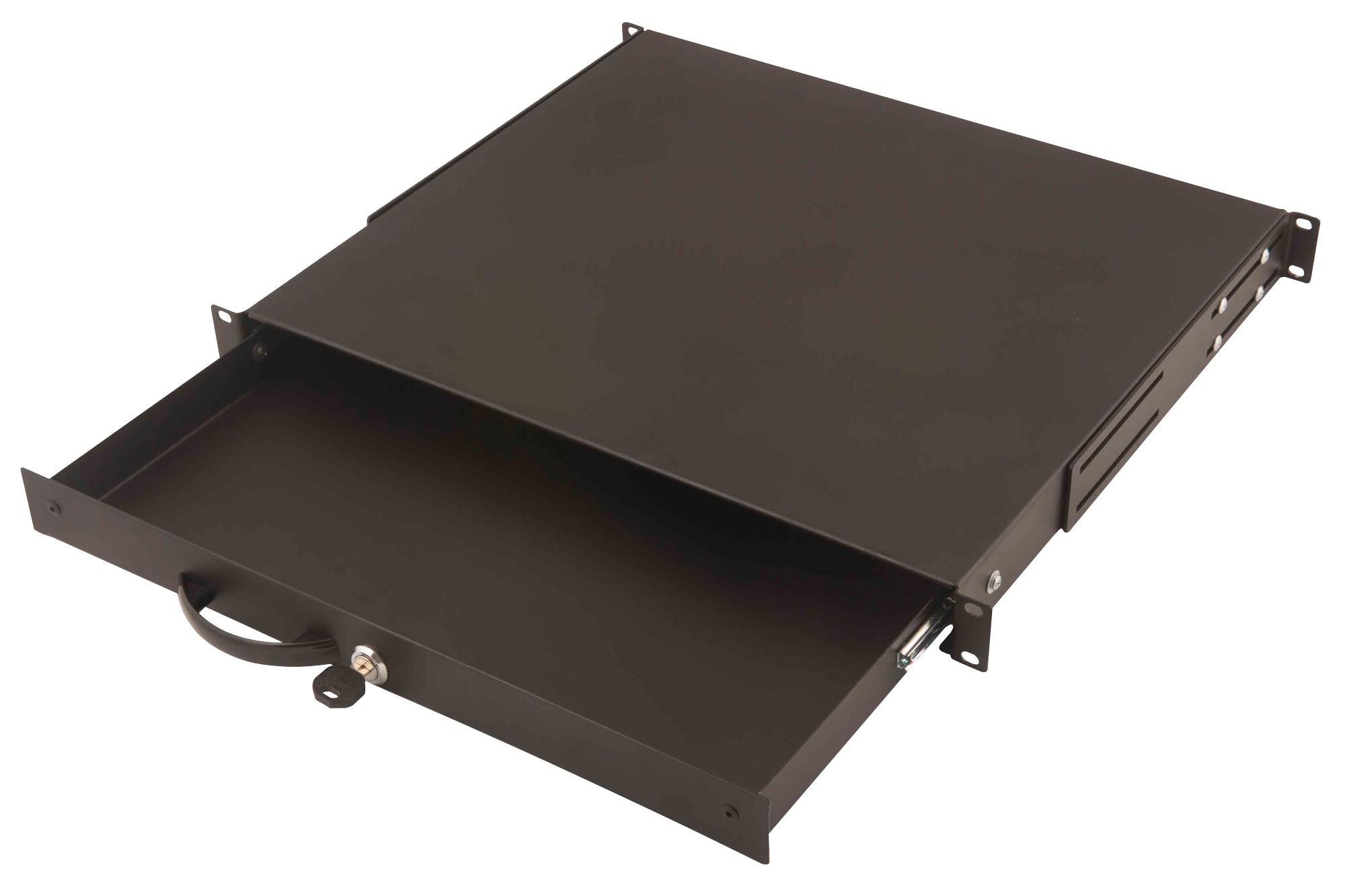 Assmann Electronic - 1U lockable drawer with handle 44x481x400 mm, noir (RAL 9005)