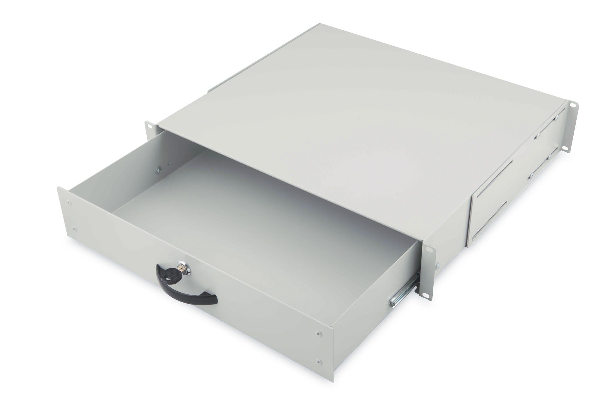Assmann Electronic - 2U lockable drawer with handle 88x481x400 mm, gris (RAL 7035)