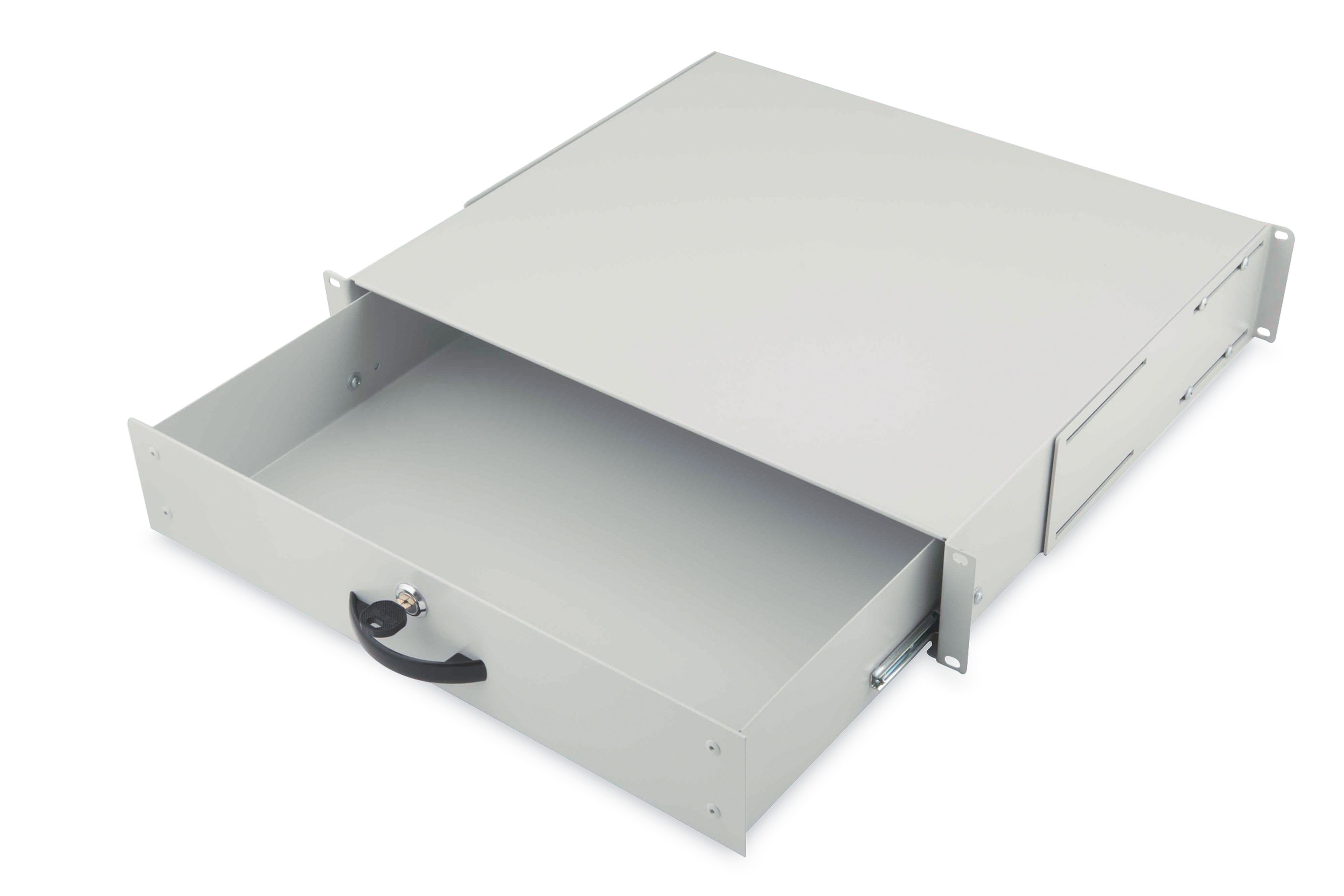 Assmann Electronic - Rangement pour documents verrouillable avec poignée (2U) 88x481x400 mm, gris