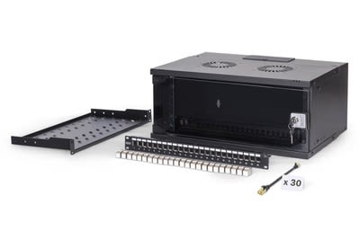 Assmann Electronic - Kit réseau 19" boîtier mural 4U & accessoires noir version SOHO PRO non montée