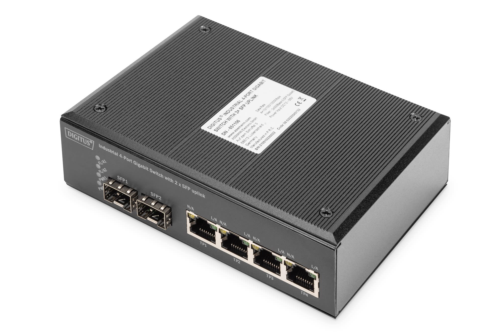 Assmann Electronic - Industrial Gigabit Ethernet Switch 4-ports + 2-port SFP, DIN rail, extended temp