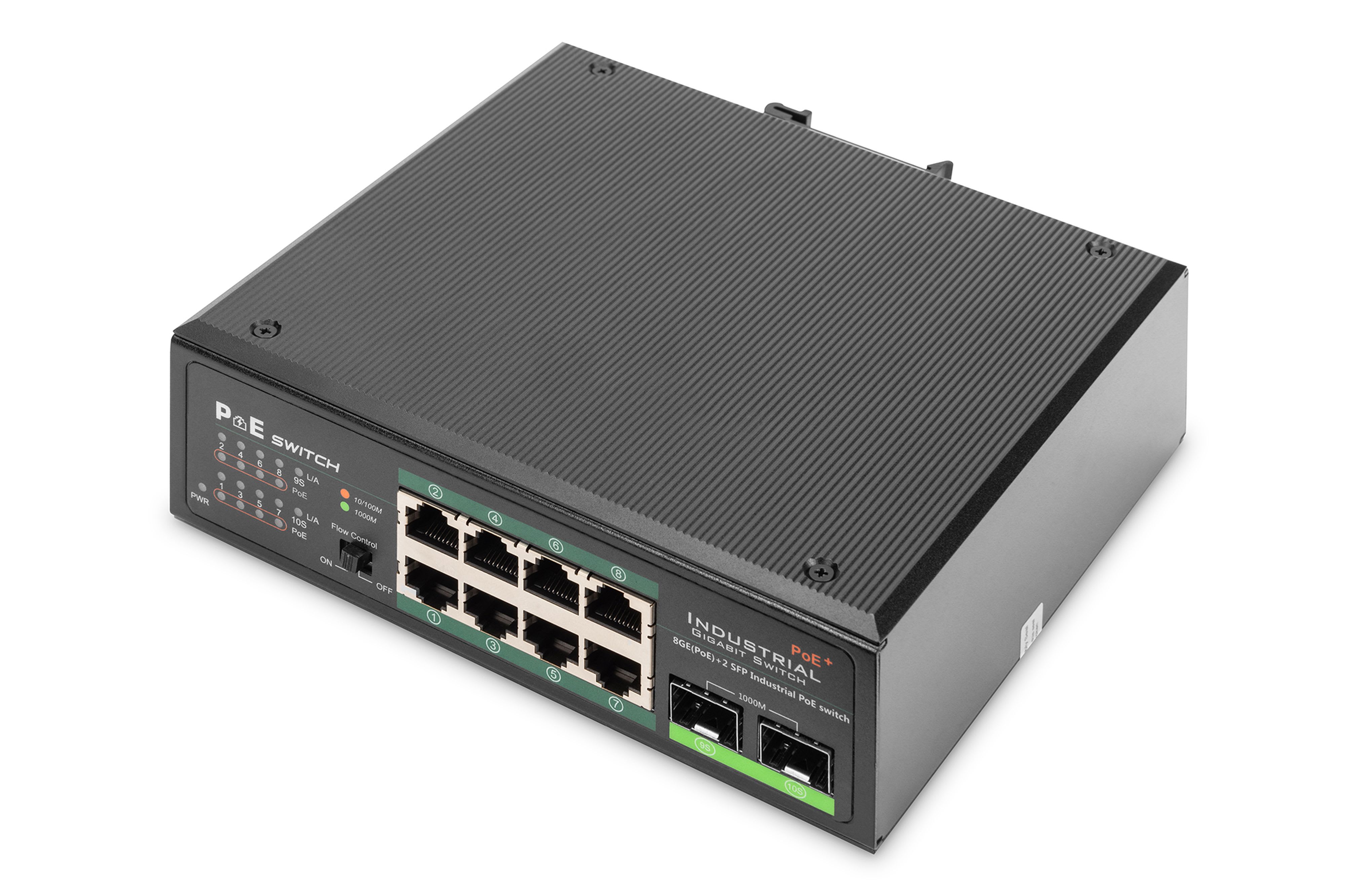 Assmann Electronic - Commutateur industriel Gigabit PoE+ 8ports avec 2ports de liaison montante SFP