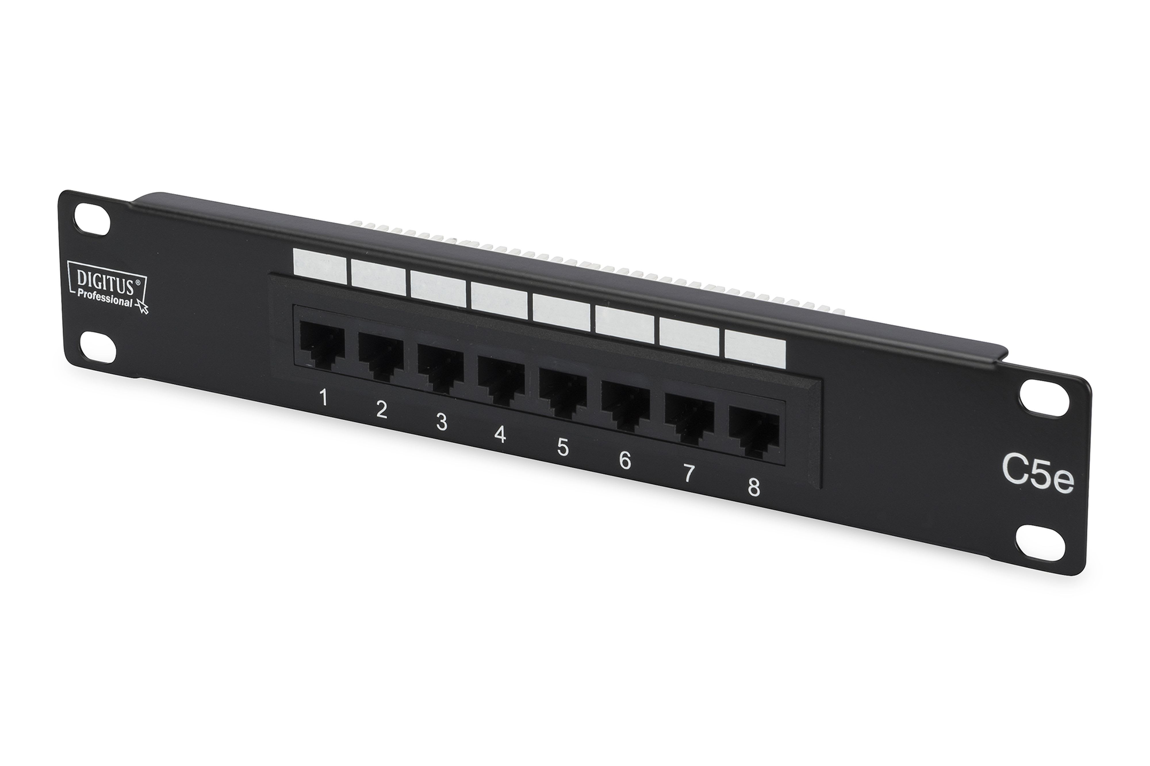 Assmann Electronic - Panneau CAT5E non blindé, 8 ports RJ45, 8P8C LSA, 1U, 254 mm (10"), noir