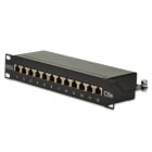 Assmann Electronic - Panneau CAT5E classe D, blindé, 12 ports RJ45 8P8C, LSA, 1U, 254 mm (10"), noir