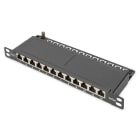 Assmann Electronic - Panneau CAT6A, blindé, 12 ports 1/2U, 10", montage en rack, noir