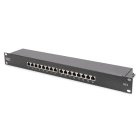 Assmann Electronic - Panneau CAT6, blindé, RJ45 16 ports, 8P8C, LSA, 0,5U, montage en rack 19" noir