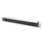 Assmann Electronic - Multiprise X9 C13, 10A, 230 VCA, 50/60 Hz, prise IEC C14, alu 1U, montage rack