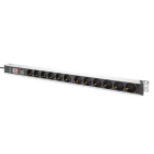 Assmann Electronic - Multiprise X12 Schuko 16A, montage rack, 230VCA 50/60Hz surtension+interrupteur