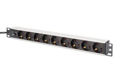 Assmann Electronic - PDU 8 prises CEE 7/7, 1 fiche 10A, 250 VCA 50/60 Hz, fiche IEC C14, pré-fusible
