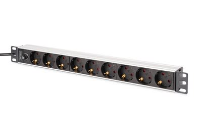 Assmann Electronic - PDU 8 prises CEE 7/7, 1 fiche 10A, 250 VCA 50/60 Hz, fiche IEC C14, pré-fusible