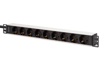Assmann Electronic - PDU 1U aluminium, 8x prises de sécurité, 1xprise de courant 16A 230VAC 50/60Hz