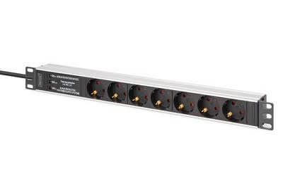 Assmann Electronic - PDU 1U aluminium, 6 prises de sécurité, 1 prise de courant 16A, 230VAC 50/60Hz