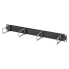 Assmann Electronic - Panneau 1U avec passe-câble à brosse 4xanneaux en acier 40x75 mm noir