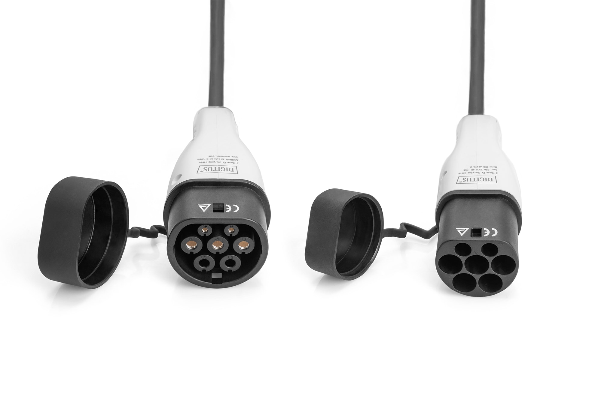 Assmann Electronic - Triphasé pour véhicules, 415 V, 32 A, 5 m Câble de charge standard type 2 vers t