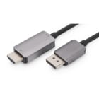 Assmann Electronic - Cable DP vers HDMI 8K - 60 Hz 1 m Gaine en aluminium, plaque or