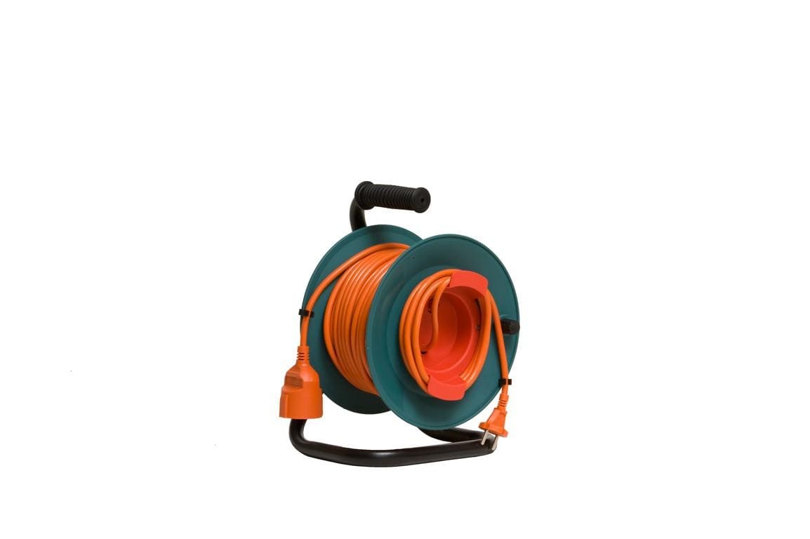 CEBA - Enrouleur électrique jardin - 20m de câble HO5VVF 2 x 1,5 - câble orange