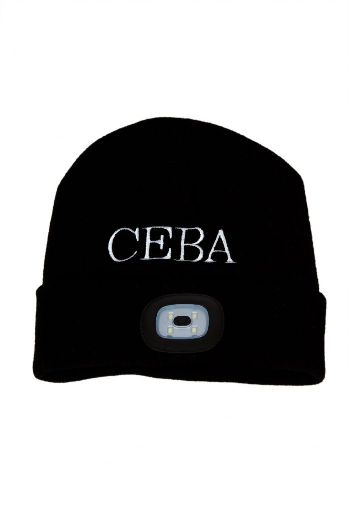 CEBA - Bonnet 4 LED à piles - noir - 60 lumen - 1W - 3 puissances d'éclairage + 1 stop