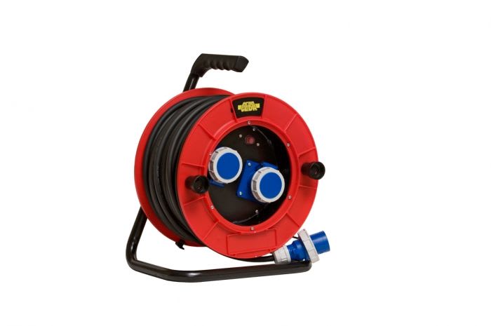 CEBA - Enrouleur electrique 2 socles P17 IP67 a clapet - 25m cable HO7RNF 3G2,5 16A