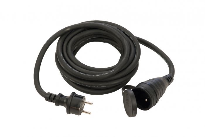 CEBA - Prolongateur PRO noir NF - 5m de câble HO7RNF 3G1,5 - fiche et prise 16A 250V