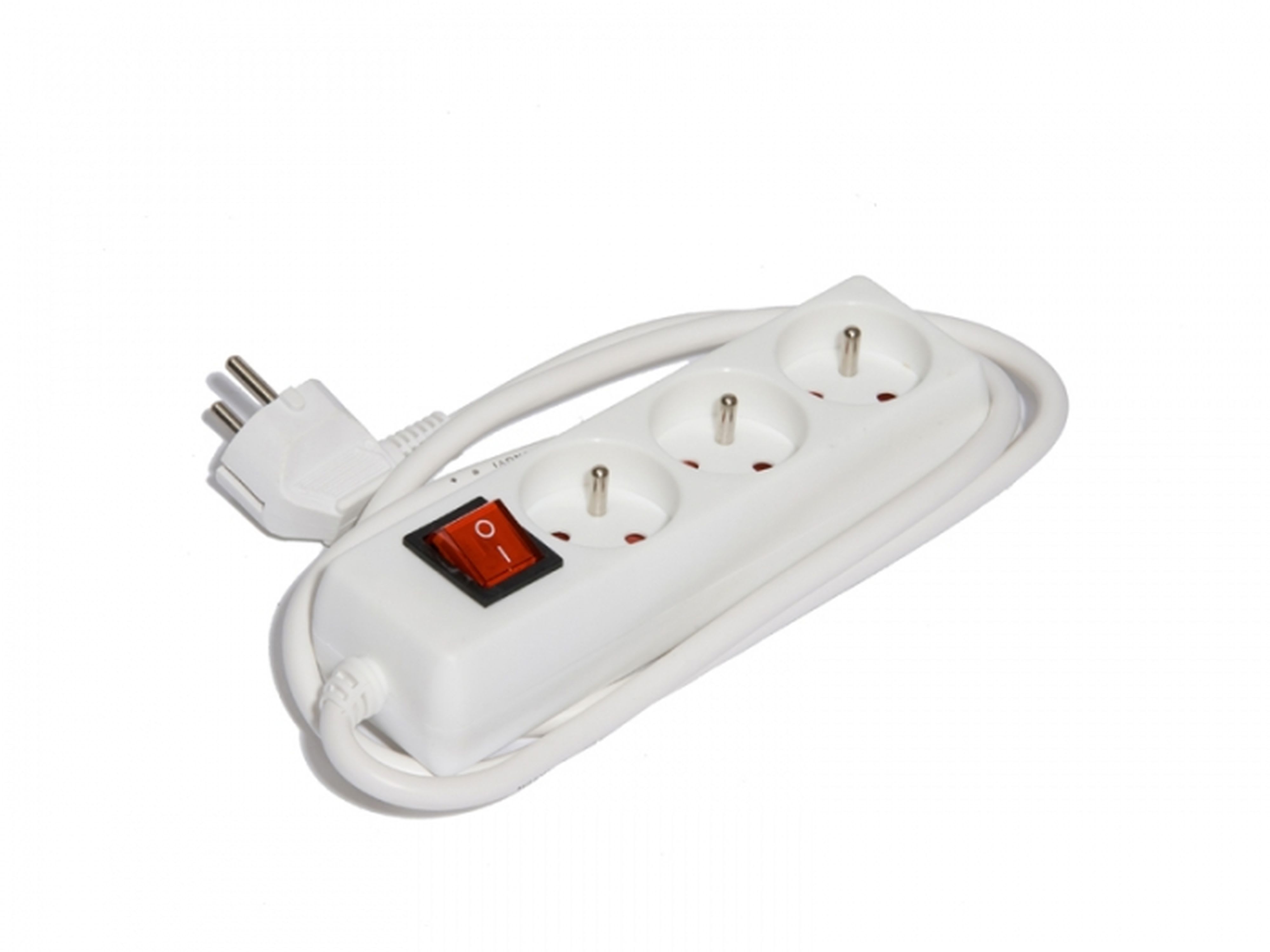 CEBA - Bloc 3 prises domestique blanc avec interrupteur - 1,5m de câble HO5VVF 3G1