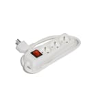 CEBA - Bloc 3 prises domestique blanc avec interrupteur - 1,5m de câble HO5VVF 3G1